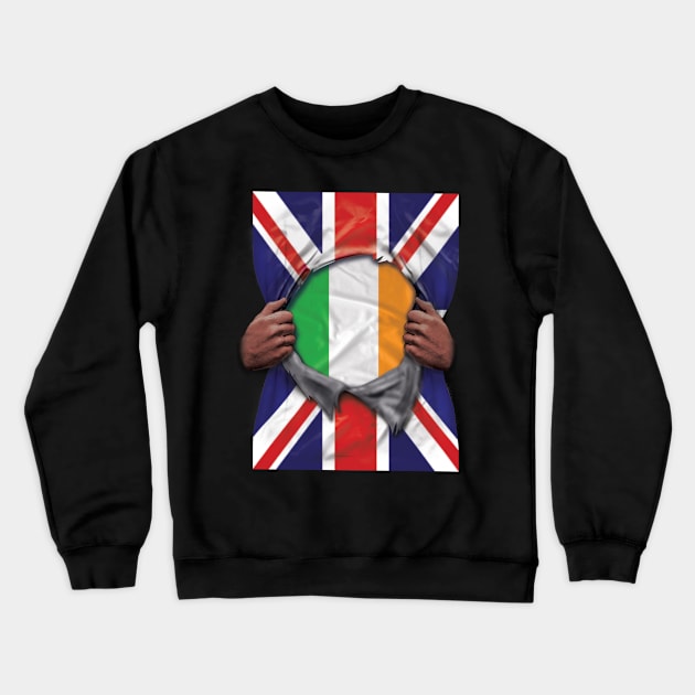 Ireland Flag Great Britain Flag Ripped - Gift for Irish From Ireland Crewneck Sweatshirt by Country Flags